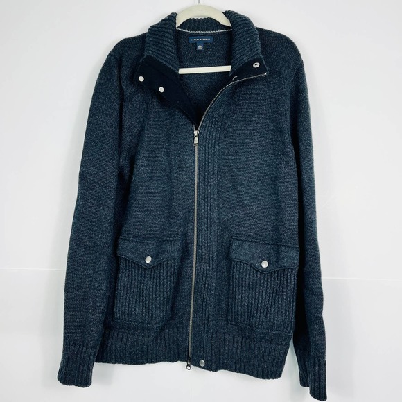 Banana Republic Other - Banana Republic Men XL Merino Wool Blend Thick Knit Sweater Jacket Full Zip Gray